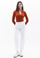 Women Orange Polo Neck Tshirt