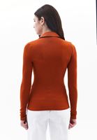 Women Orange Polo Neck Tshirt