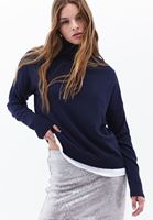 Women Navy Turtle Neck Sweater