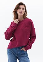 Bayan Pembe Oversize Sıfır Yaka Sweatshirt