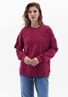 Bayan Pembe Oversize Sıfır Yaka Sweatshirt