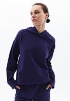 Bayan Mavi Kapüşonlu Sweatshirt