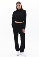 Women Black Turtle Neck Crop Sweatshirt