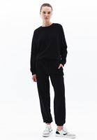 Bayan Siyah Pamuklu Oversize Sweatshirt