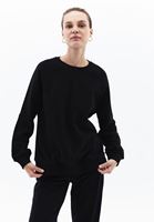 Bayan Siyah Pamuklu Oversize Sweatshirt