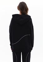 Bayan Siyah Kapüşonlu Oversize Sweatshirt