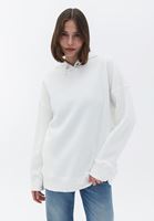 Bayan Krem Oversize Kapüşonlu Sweatshirt