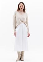 Women Beige V-Neck Knitwear Sweater