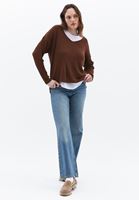 Women Brown V-Neck Knitwear Sweater