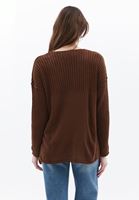 Women Brown V-Neck Knitwear Sweater