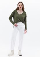 Women Green V-Neck Knitwear Sweater