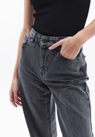 Bayan Gri Yüksek Bel Straigt-Fit Denim Pantolon