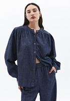 Women Blue Oversize Denim Shirt