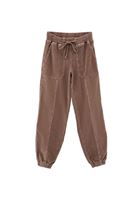 Women Brown Mid Rise Corded Jogger Pants