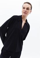 Women Black Polo Neck Sweatshirt