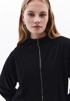 Women Black Sweatshirt with Zipper Detail