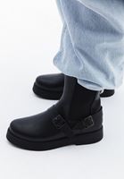 Women Black Boots with Buckle Detail