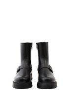 Women Black Boots with Buckle Detail