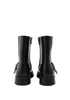 Women Black Boots with Buckle Detail