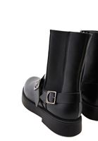 Women Black Boots with Buckle Detail