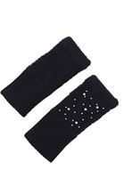 Women Black Gloves with Rhinestone Detail