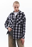 Women Black Oversize Plaid Shirt