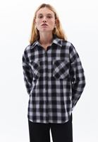 Women Black Oversize Plaid Shirt