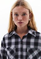 Women Black Oversize Plaid Shirt