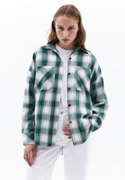 Women Green Oversize Plaid Shirt