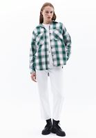 Women Green Oversize Plaid Shirt