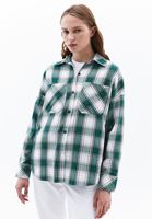 Women Green Oversize Plaid Shirt