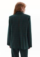 Women Green Boyfriend Plaided Blazer