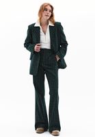 Women Green Boyfriend Plaided Blazer