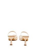 Women Beige Heeled Mules with Strap Detail