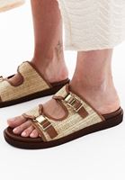 Women Brown Sandals with Buckle Detail