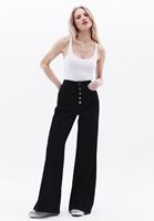 Women Black High Rise Wide Leg Pants