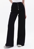 Women Black High Rise Wide Leg Pants