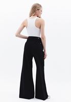 Women Black High Rise Wide Leg Pants