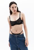 Women Black Bralette with Tulle Detail