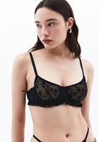 Women Black Bralette with Tulle Detail