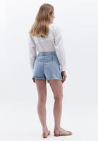 Women Blue High Rise Denim Short Skirt
