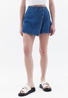 Women Blue High Rise Denim Short Skirt