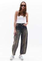 Women Brown Mid Rise Barrel Fit Denim Pants