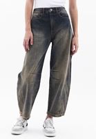 Women Brown Mid Rise Barrel Fit Denim Pants