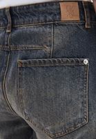 Bayan Kahverengi Orta Bel Barrel-Fit Denim Pantolon