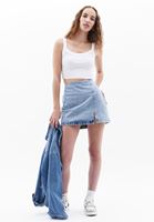Women Blue High Rise Mini Skirt with Slit