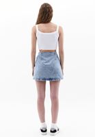 Women Blue High Rise Mini Skirt with Slit
