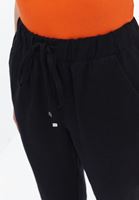 Women Black Linen Blended Carrot Fit Pants