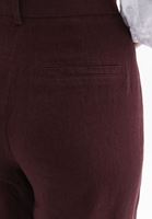 Bayan Kahverengi Orta Bel Wide-Leg Keten Pantolon