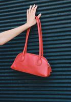 Women Red Baguette Bag with Long Strap